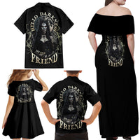 Hello Darkness My Old Friend Halloween Witch Family Matching Off Shoulder Maxi Dress and Hawaiian Shirt - Wonder Print Shop