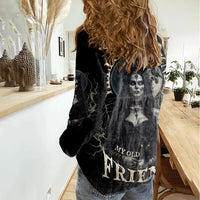 Hello Darkness My Old Friend Halloween Witch Women Casual Shirt - Wonder Print Shop