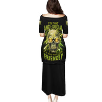 I'm Not Anti-social Mad Skull Family Matching Puletasi Dress and Hawaiian Shirt - Wonder Print Shop
