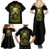 I'm Not Anti-social Mad Skull Family Matching Summer Maxi Dress and Hawaiian Shirt - Wonder Print Shop