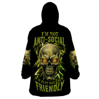 I'm Not Anti-social Mad Skull Wearable Blanket Hoodie - Wonder Print Shop