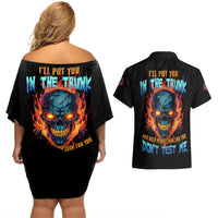 I'll Put You In The Trunk Couples Matching Off Shoulder Short Dress and Hawaiian Shirt - Wonder Print Shop