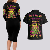 I'm A B With A Low Bullshit Tolerance Don't Try Me Couples Matching Long Sleeve Bodycon Dress and Hawaiian Shirt - Wonder Print Shop
