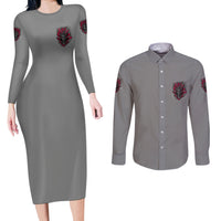 Your Demons Hide Under Your Bed Couples Matching Long Sleeve Bodycon Dress and Long Sleeve Button Shirt - Wonder Print Shop