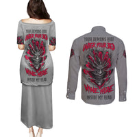 Your Demons Hide Under Your Bed Couples Matching Puletasi Dress and Long Sleeve Button Shirt - Wonder Print Shop