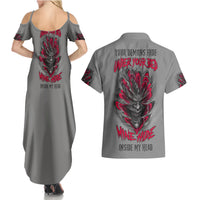 Your Demons Hide Under Your Bed Couples Matching Summer Maxi Dress and Hawaiian Shirt - Wonder Print Shop