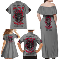 Your Demons Hide Under Your Bed Family Matching Off Shoulder Maxi Dress and Hawaiian Shirt - Wonder Print Shop