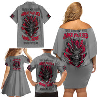 Your Demons Hide Under Your Bed Family Matching Off Shoulder Short Dress and Hawaiian Shirt - Wonder Print Shop