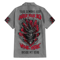 Your Demons Hide Under Your Bed Family Matching Short Sleeve Bodycon Dress and Hawaiian Shirt - Wonder Print Shop