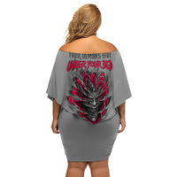 Your Demons Hide Under Your Bed Off Shoulder Short Dress - Wonder Print Shop