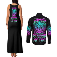 Once I Get An Attitude Reaper Couples Matching Tank Maxi Dress and Long Sleeve Button Shirt - Wonder Print Shop