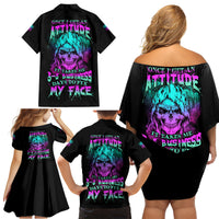 Once I Get An Attitude Reaper Family Matching Off Shoulder Short Dress and Hawaiian Shirt - Wonder Print Shop
