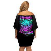 Once I Get An Attitude Reaper Family Matching Off Shoulder Short Dress and Hawaiian Shirt - Wonder Print Shop