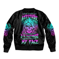 Once I Get An Attitude Reaper Sleeve Zip Bomber Jacket - Wonder Print Shop