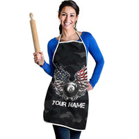 Custom American Flag Billiards Apron with 8-Ball Wings and Camo Background - Wonder Print Shop