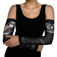 Custom American Flag Billiards Arm Sleeves with 8-Ball Wings and Camo Background - Wonder Print Shop