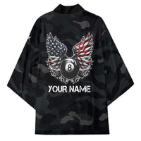 Custom American Flag Billiards Kimono with 8-Ball Wings and Camo Background - Wonder Print Shop