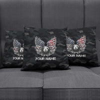 Custom American Flag Billiards Pillow Cover with 8-Ball Wings and Camo Background - Wonder Print Shop