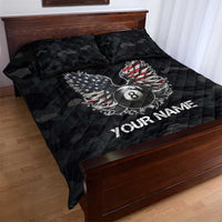 Custom American Flag Billiards Quilt Bed Set with 8-Ball Wings and Camo Background - Wonder Print Shop