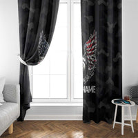 Custom American Flag Billiards Window Curtain with 8-Ball Wings and Camo Background - Wonder Print Shop