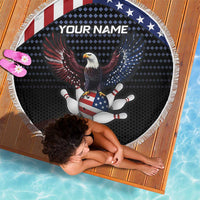 Custom Patriotic Bowling Beach Blanket with Bald Eagle, American Flag Bowling Ball - Wonder Print Shop