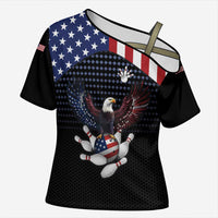Custom Patriotic Bowling Cross Shoulder Shirt with Bald Eagle, American Flag Bowling Ball - Wonder Print Shop