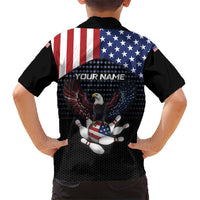 Custom Patriotic Bowling Family Matching Puletasi and Hawaiian Shirt with Bald Eagle, American Flag Bowling Ball - Wonder Print Shop