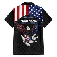Custom Patriotic Bowling Family Matching Puletasi and Hawaiian Shirt with Bald Eagle, American Flag Bowling Ball - Wonder Print Shop