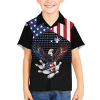 Custom Patriotic Bowling Family Matching Puletasi and Hawaiian Shirt with Bald Eagle, American Flag Bowling Ball - Wonder Print Shop