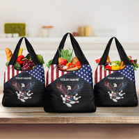 Custom Patriotic Bowling Grocery Bag with Bald Eagle, American Flag Bowling Ball - Wonder Print Shop