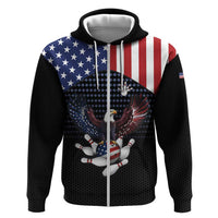Custom Patriotic Bowling Hoodie with Bald Eagle, American Flag Bowling Ball - Wonder Print Shop