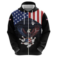 Custom Patriotic Bowling Hoodie with Bald Eagle, American Flag Bowling Ball - Wonder Print Shop