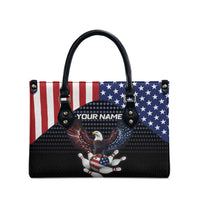 Custom Patriotic Bowling Leather Bag with Bald Eagle, American Flag Bowling Ball - Wonder Print Shop