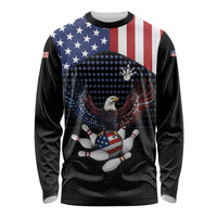 Custom Patriotic Bowling Long Sleeve Shirt with Bald Eagle, American Flag Bowling Ball - Wonder Print Shop