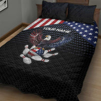 Custom Patriotic Bowling Quilt Bed Set with Bald Eagle, American Flag Bowling Ball - Wonder Print Shop