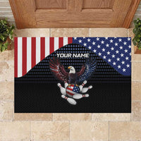 Custom Patriotic Bowling Rubber Doormat with Bald Eagle, American Flag Bowling Ball - Wonder Print Shop