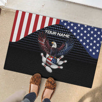 Custom Patriotic Bowling Rubber Doormat with Bald Eagle, American Flag Bowling Ball - Wonder Print Shop