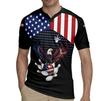 Custom Patriotic Bowling Rugby Jersey with Bald Eagle, American Flag Bowling Ball - Wonder Print Shop