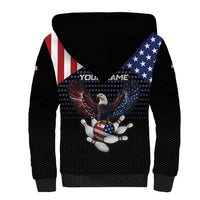 Custom Patriotic Bowling Sherpa Hoodie with Bald Eagle, American Flag Bowling Ball - Wonder Print Shop