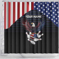 Custom Patriotic Bowling Shower Curtain with Bald Eagle, American Flag Bowling Ball - Wonder Print Shop