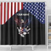 Custom Patriotic Bowling Shower Curtain with Bald Eagle, American Flag Bowling Ball - Wonder Print Shop