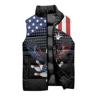 Custom Patriotic Bowling Sleeveless Puffer Jacket with Bald Eagle, American Flag Bowling Ball - Wonder Print Shop