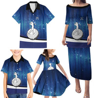 Custom Galaxy Golf Family Matching Puletasi and Hawaiian Shirt with Golfer Silhouette, Golf Ball Design - Wonder Print Shop