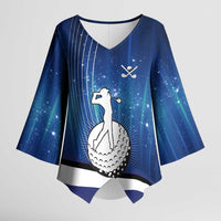 Custom Galaxy Golf Kimono Sleeve Blouse with Golfer Silhouette, Golf Ball Design - Wonder Print Shop