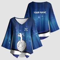Custom Galaxy Golf Kimono Sleeve Blouse with Golfer Silhouette, Golf Ball Design - Wonder Print Shop