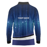 Custom Galaxy Golf Long Sleeve Polo Shirt with Golfer Silhouette, Golf Ball Design - Wonder Print Shop