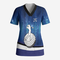 Custom Galaxy Golf Scrub Top with Golfer Silhouette, Golf Ball Design - Wonder Print Shop