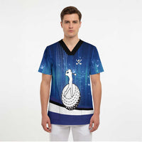 Custom Galaxy Golf Scrub Top with Golfer Silhouette, Golf Ball Design - Wonder Print Shop