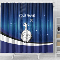 Custom Galaxy Golf Shower Curtain with Golfer Silhouette, Golf Ball Design - Wonder Print Shop