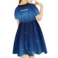 Custom Galaxy Bowling Kid Short Sleeve Dress with Striking Pins and Ball Design - Wonder Print Shop